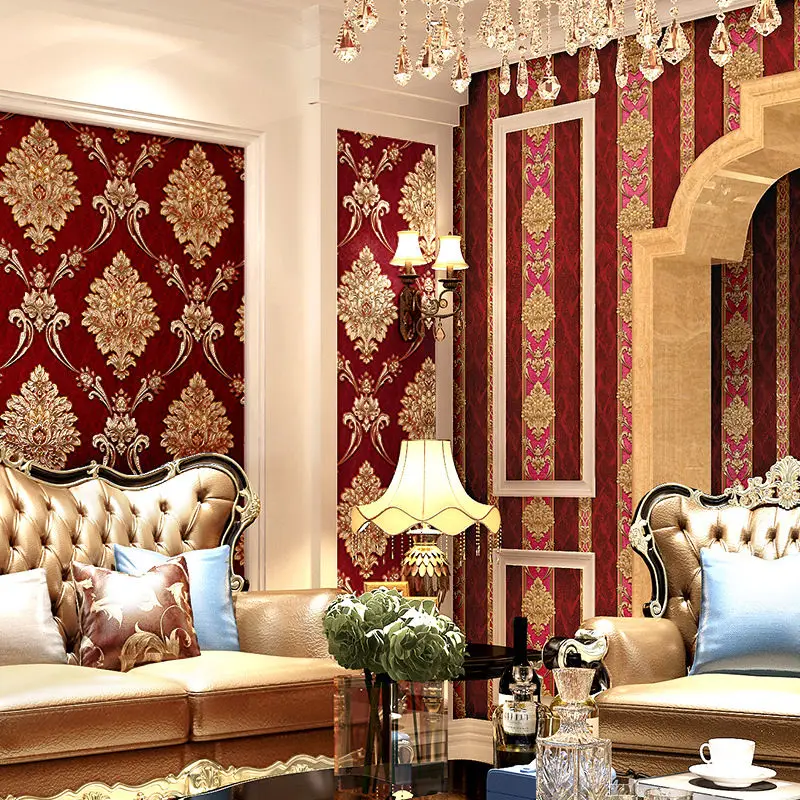 European Style Blue Damask 3D  - Luxury Lifestyle Wallpaper recension och pris